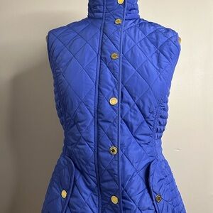 Lilly Pulitzer Blue Quilted Vest with Gold Buttons